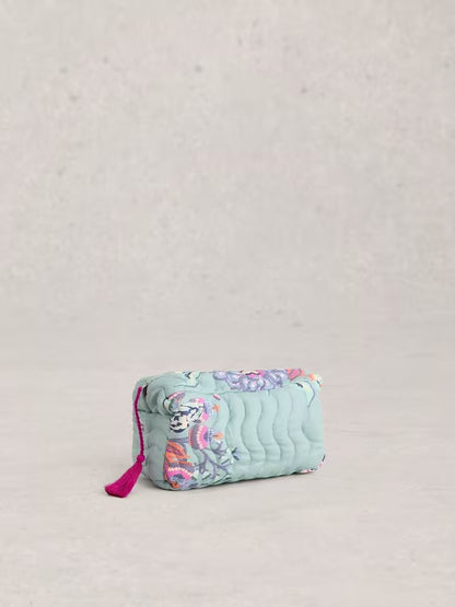 White Stuff Shelby Quilted Wash Bag Blue Print