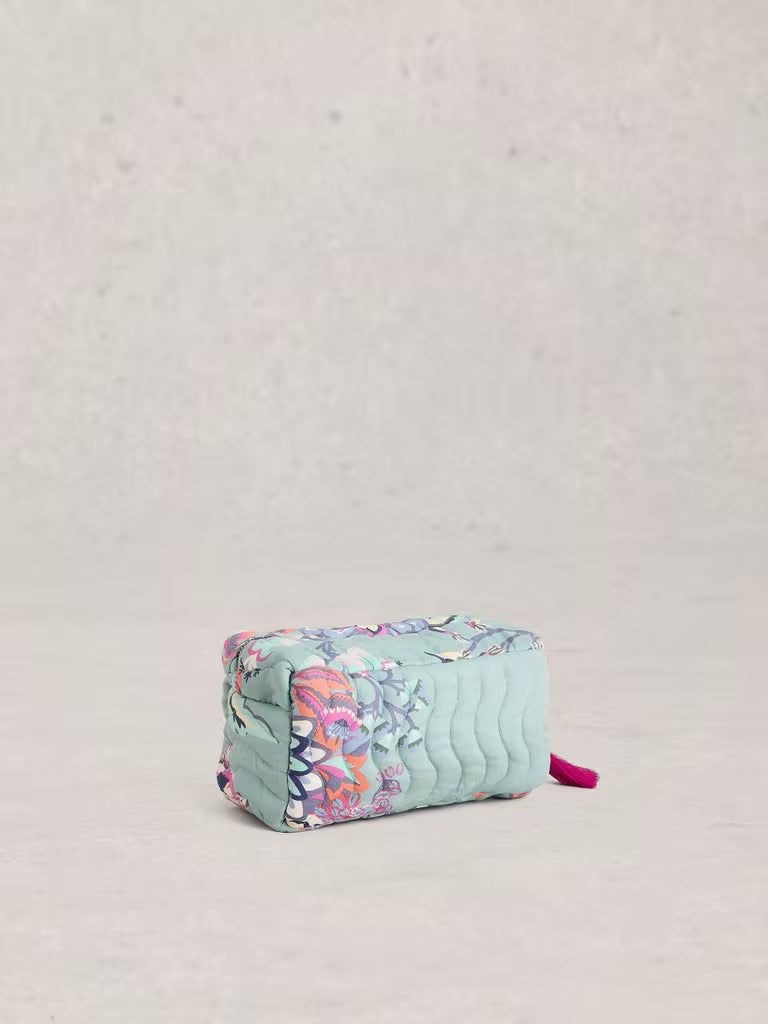 White Stuff Shelby Quilted Wash Bag Blue Print