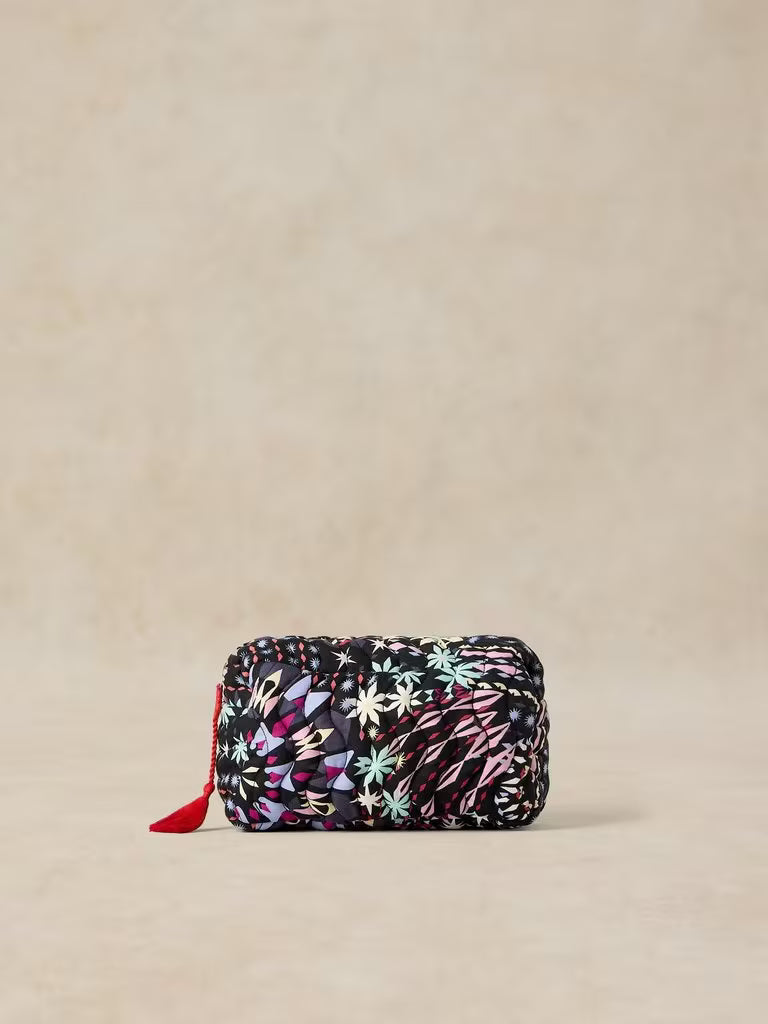 White Stuff Shelby Quilted Wash Bag Black Print