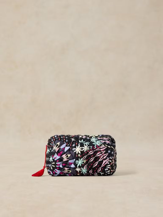 White Stuff Shelby Quilted Wash Bag Black Print