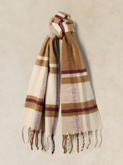 White Stuff Shelley Brushed Check Scarf Natural Multi