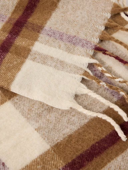 White Stuff Shelley Brushed Check Scarf Natural Multi