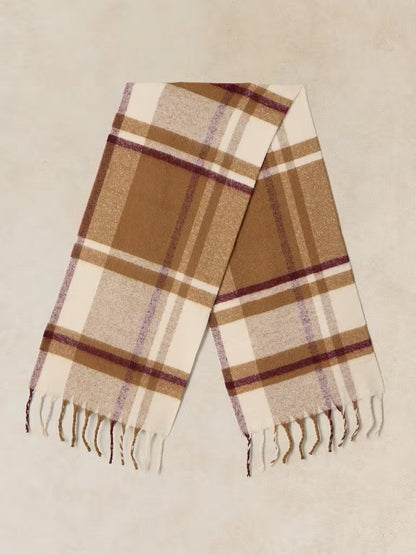White Stuff Shelley Brushed Check Scarf Natural Multi