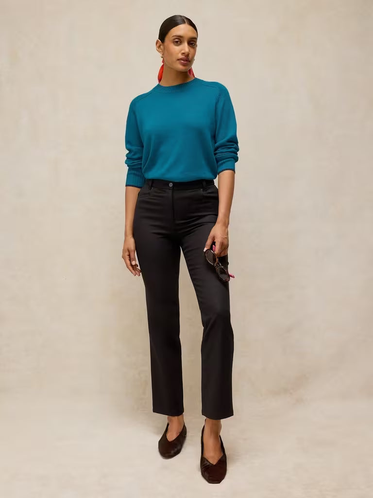 White Stuff Sienna Jumper Mid Teal . Womens Crew Neck jumper with Long Sleeve in a Regular Fit that's Machine Washable. Material: 55% Organic Cotton, 30% Modal (TENCEL™) & 15% Polyester Style Code: 446713