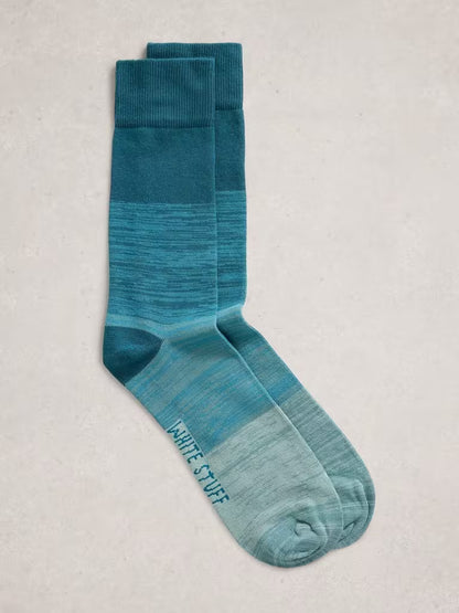 White Stuff Spacedye Ankle Socks Blue Multi