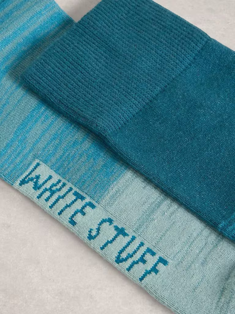 White Stuff Spacedye Ankle Socks Blue Multi