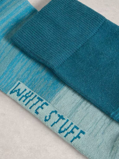 White Stuff Spacedye Ankle Socks Blue Multi
