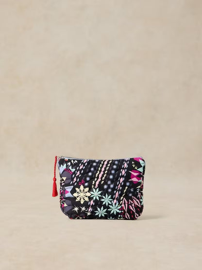 White Stuff Stella Quilted Wash Bag Black Print
