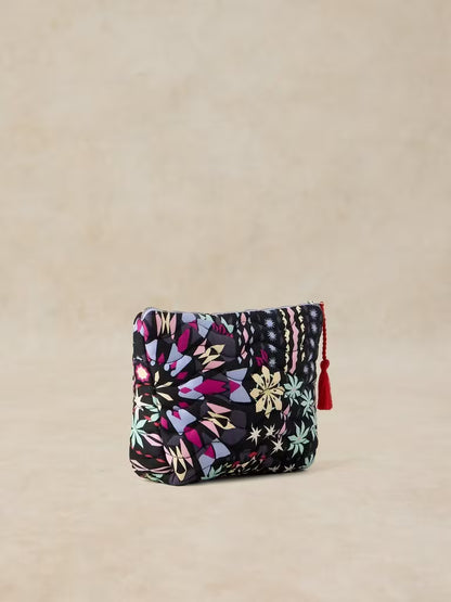 White Stuff Stella Quilted Wash Bag Black Print