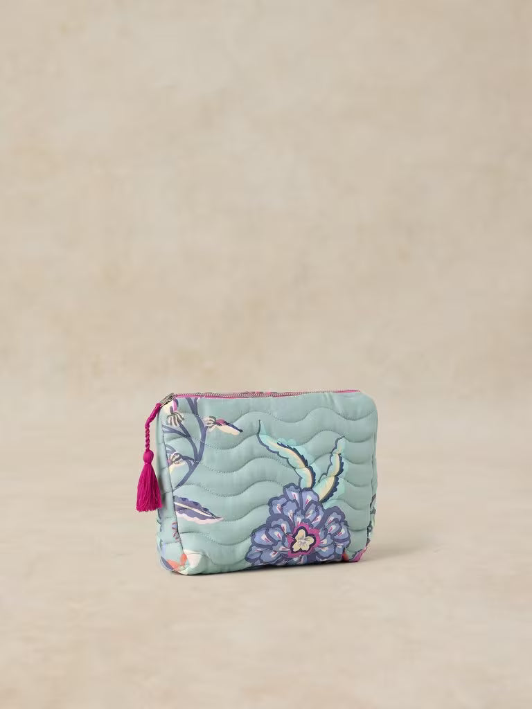 White Stuff Stella Quilted Wash Bag Blue Print