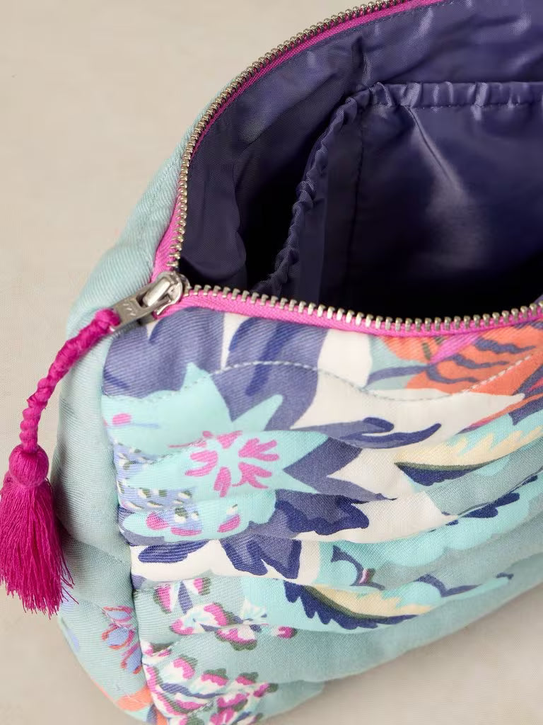 White Stuff Stella Quilted Wash Bag Blue Print