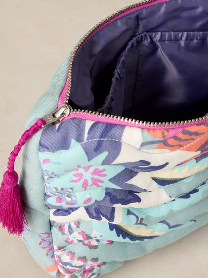 White Stuff Stella Quilted Wash Bag Blue Print