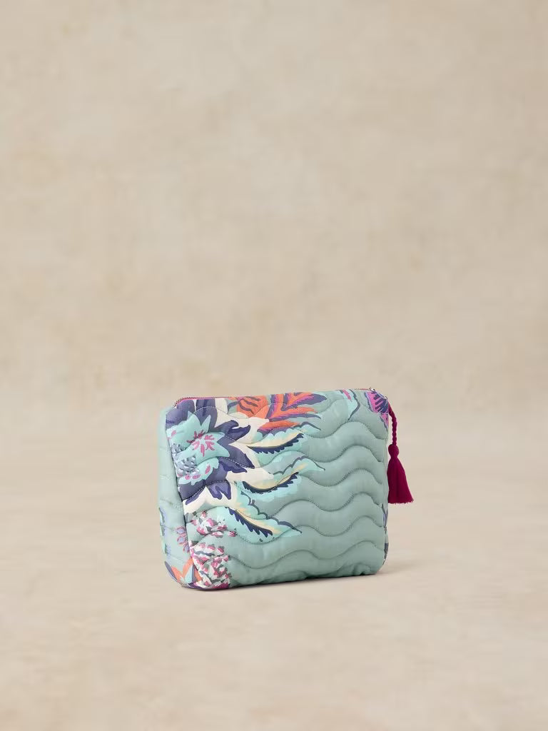 White Stuff Stella Quilted Wash Bag Blue Print