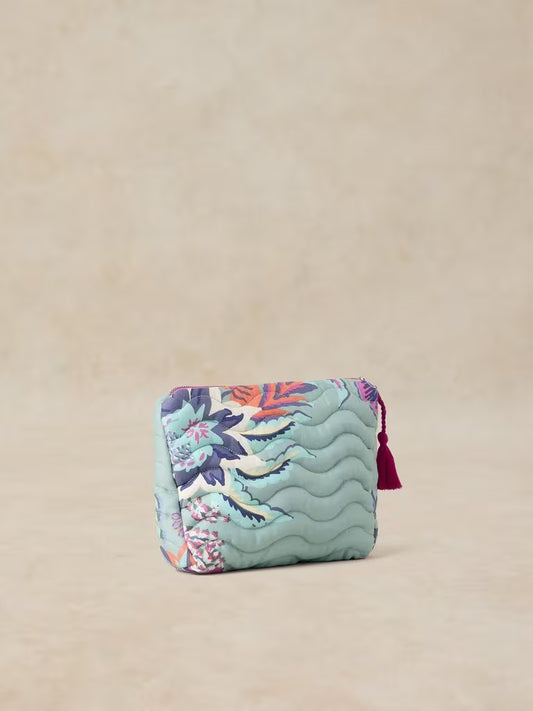 White Stuff Stella Quilted Wash Bag Blue Print