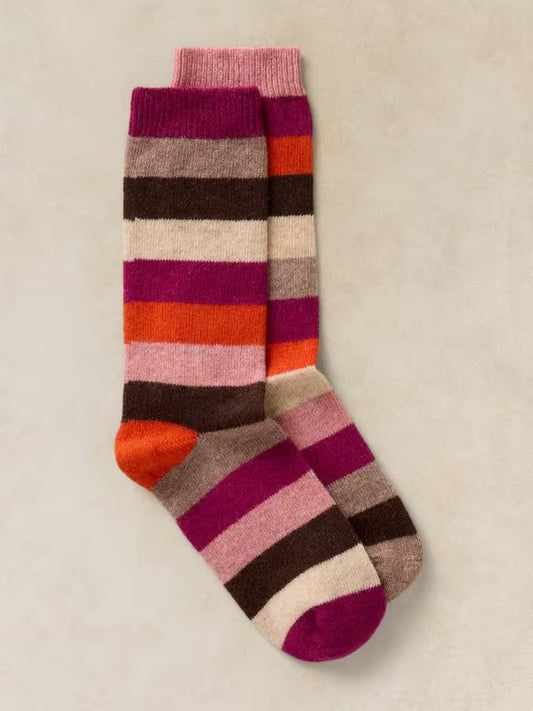 White Stuff Stripe Cosy Sock Pink Multi