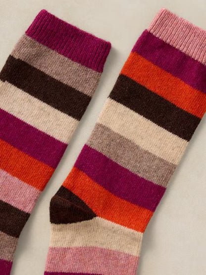 White Stuff Stripe Cosy Sock Pink Multi