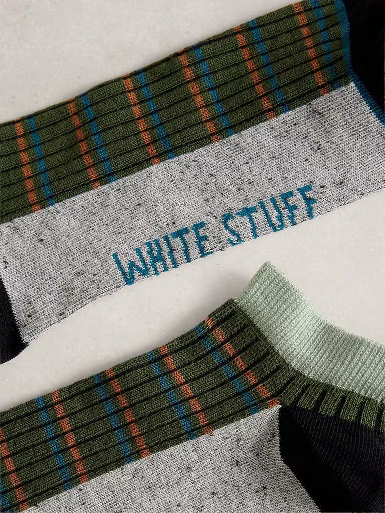 White Stuff Stripe Trainer Socks Dark Green