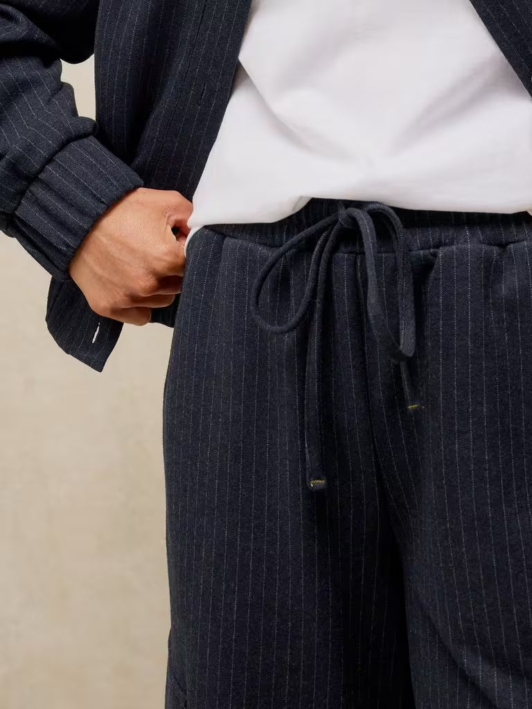 White Stuff Teagan Stripe Wide Leg Trouser Navy Multi. Womens Wide Leg trouser that's Machine Washable Material: 73% Recycled Polyester, 26% Livaeco Viscose, 1% Elastane 