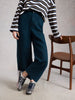 White Stuff Tia Linen Wide Leg Crop Dark Navy