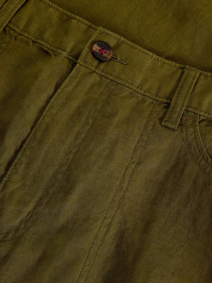 White Stuff Tia Linen Wide Leg Crop Mid Green
