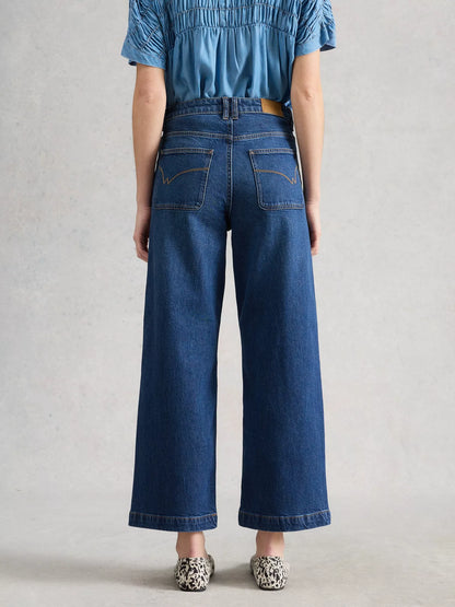 White Stuff Tia Wide Leg Crop Jean Dark Denim