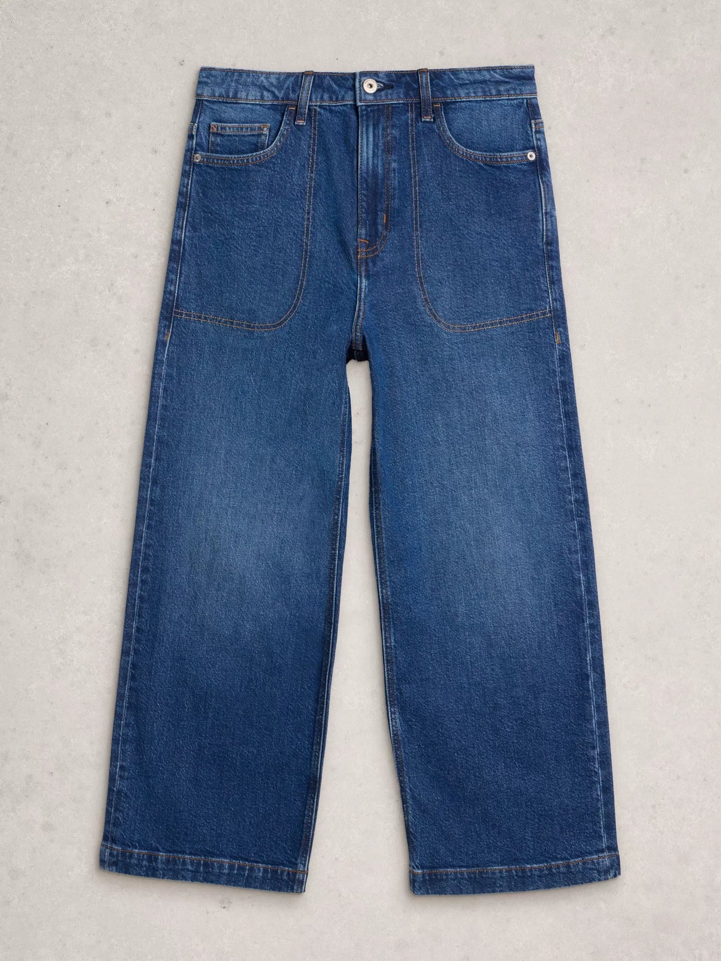 White Stuff Tia Wide Leg Crop Jean Dark Denim