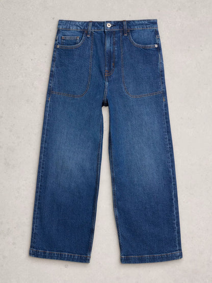 White Stuff Tia Wide Leg Crop Jean Dark Denim