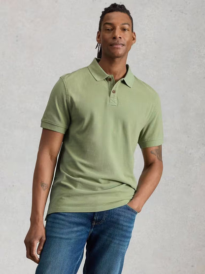 White Stuff Utility Short Sleeve Polo Light Green mens with a Collar and Short Sleeve that's Classic Fit and Machine Washable Colour: Light Green Material: 100% Cotton