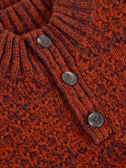 White Stuff Albany Twisted Button Neck Dark Orange