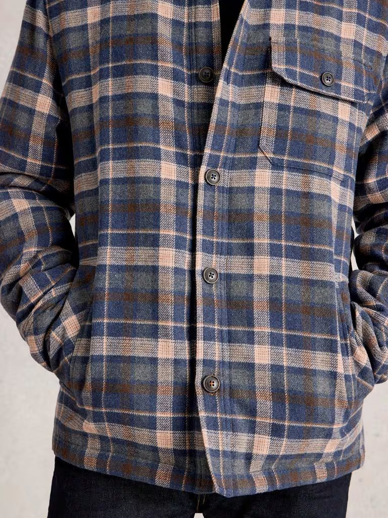 White Stuff Check Borg Trucker Blue