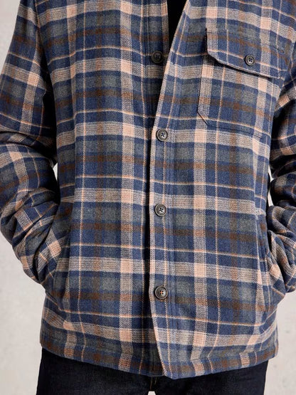 White Stuff Check Borg Trucker Blue