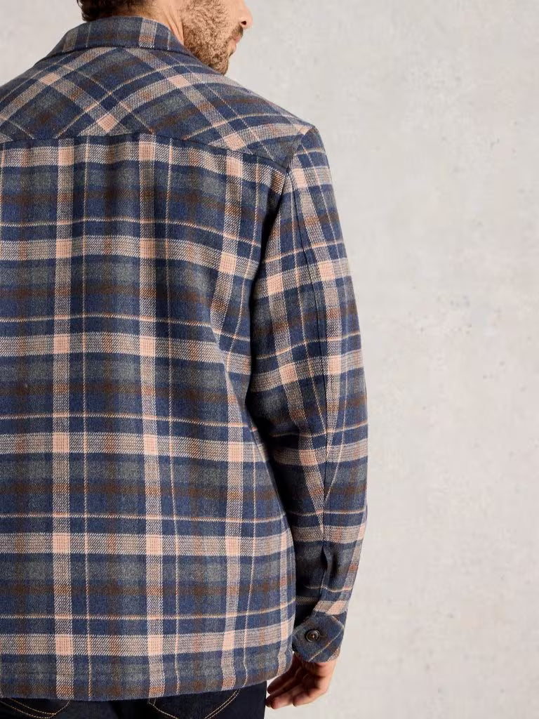 White Stuff Check Borg Trucker Blue