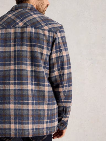 White Stuff Check Borg Trucker Blue