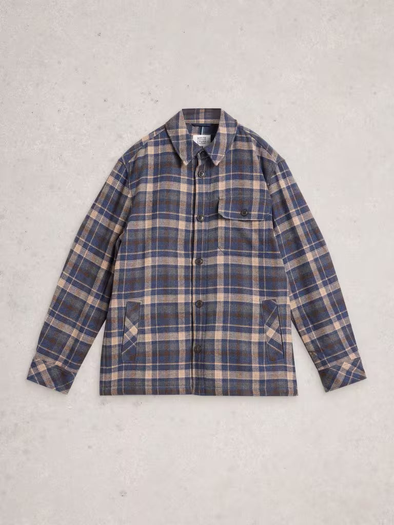 White Stuff Check Borg Trucker Blue