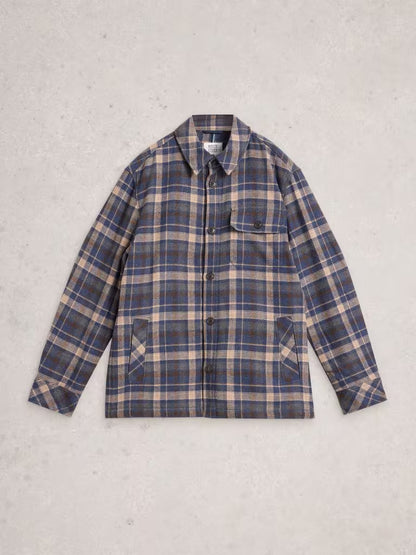 White Stuff Check Borg Trucker Blue