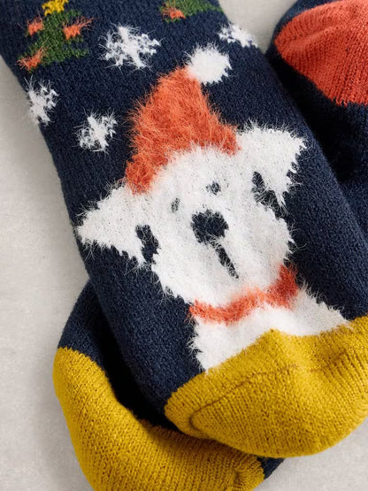 White Stuff Christmas Dog Cabin Socks