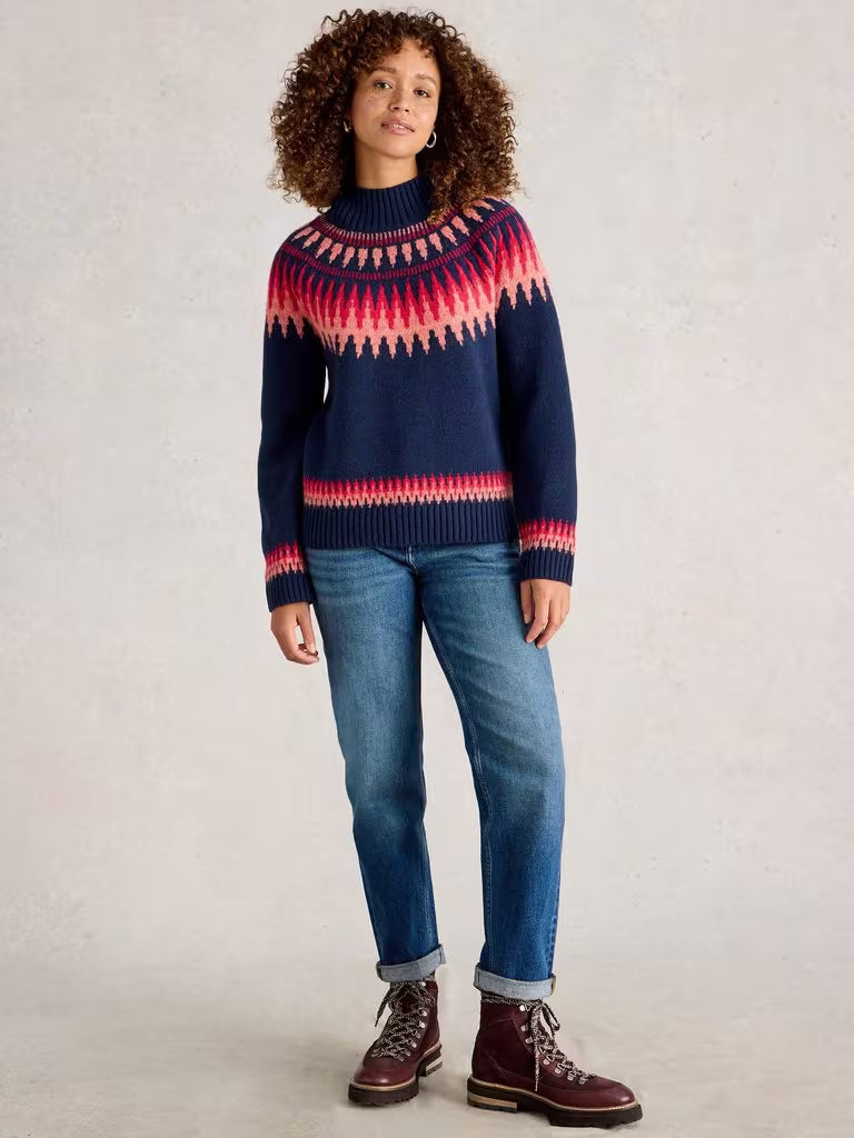 White Stuff Fiona Fairisle Jumper Navy