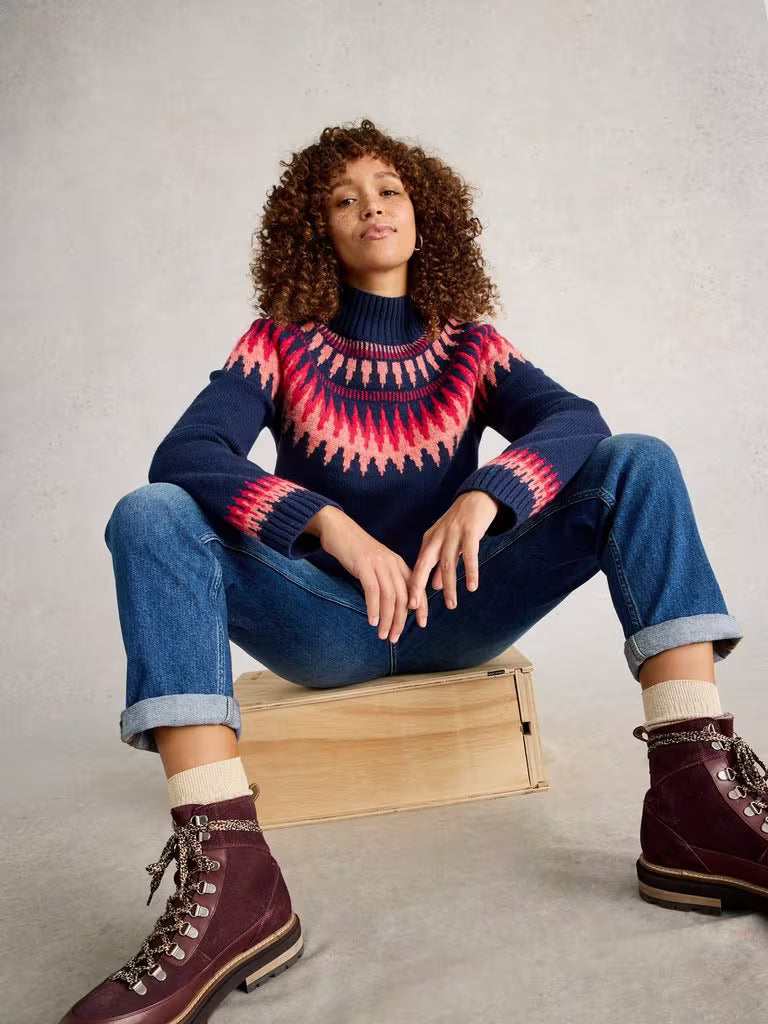 White Stuff Fiona Fairisle Jumper Navy