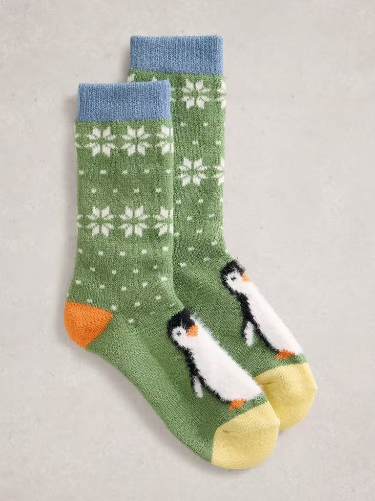 White Stuff Fluffy Penguin Cabin Socks Womens Socks White Stuff clothing Fluffy Penguin socks