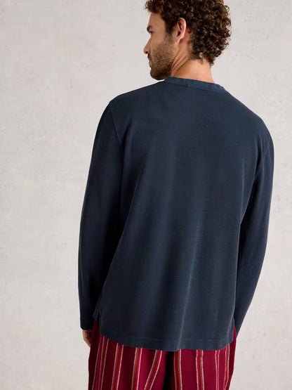 White Stuff Helston Waffle Henley Dark Navy