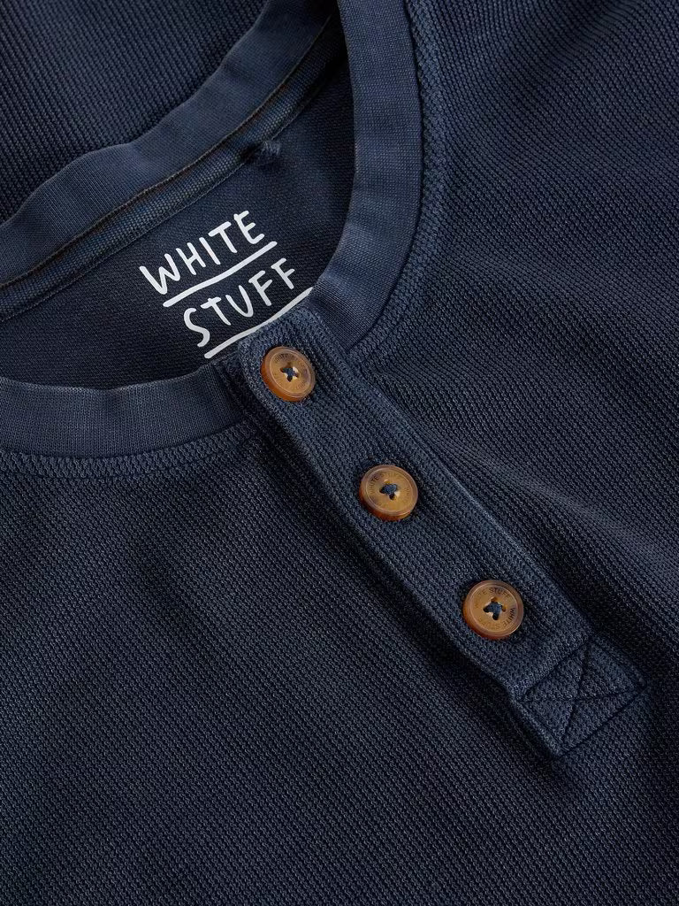 White Stuff Helston Waffle Henley Dark Navy
