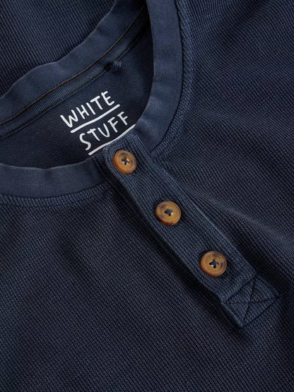 White Stuff Helston Waffle Henley Dark Navy