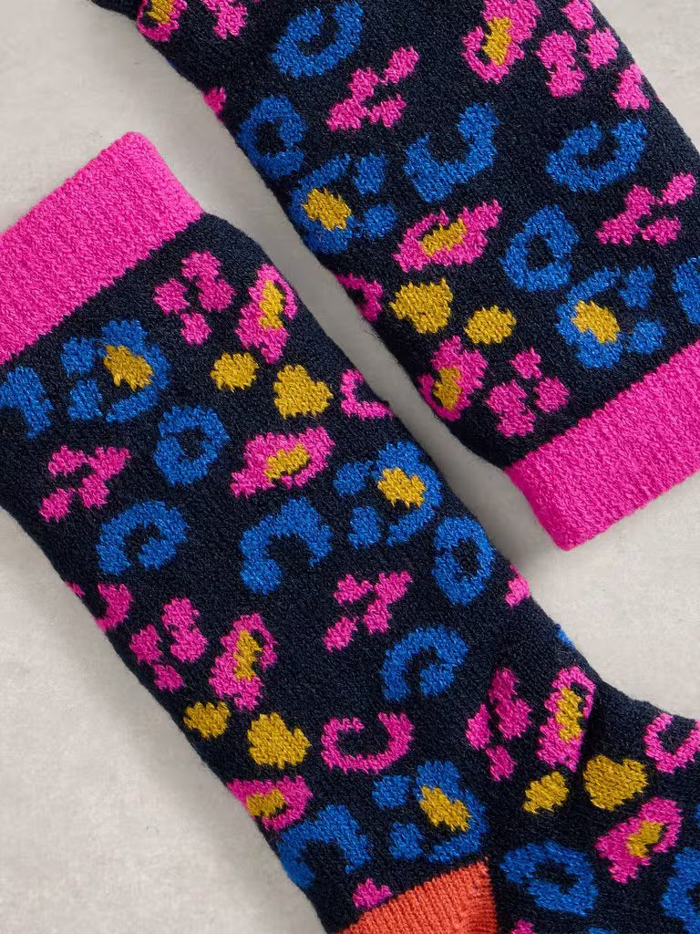 White Stuff Leopard Camo Cabin Socks