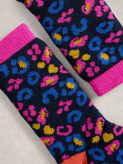 White Stuff Leopard Camo Cabin Socks