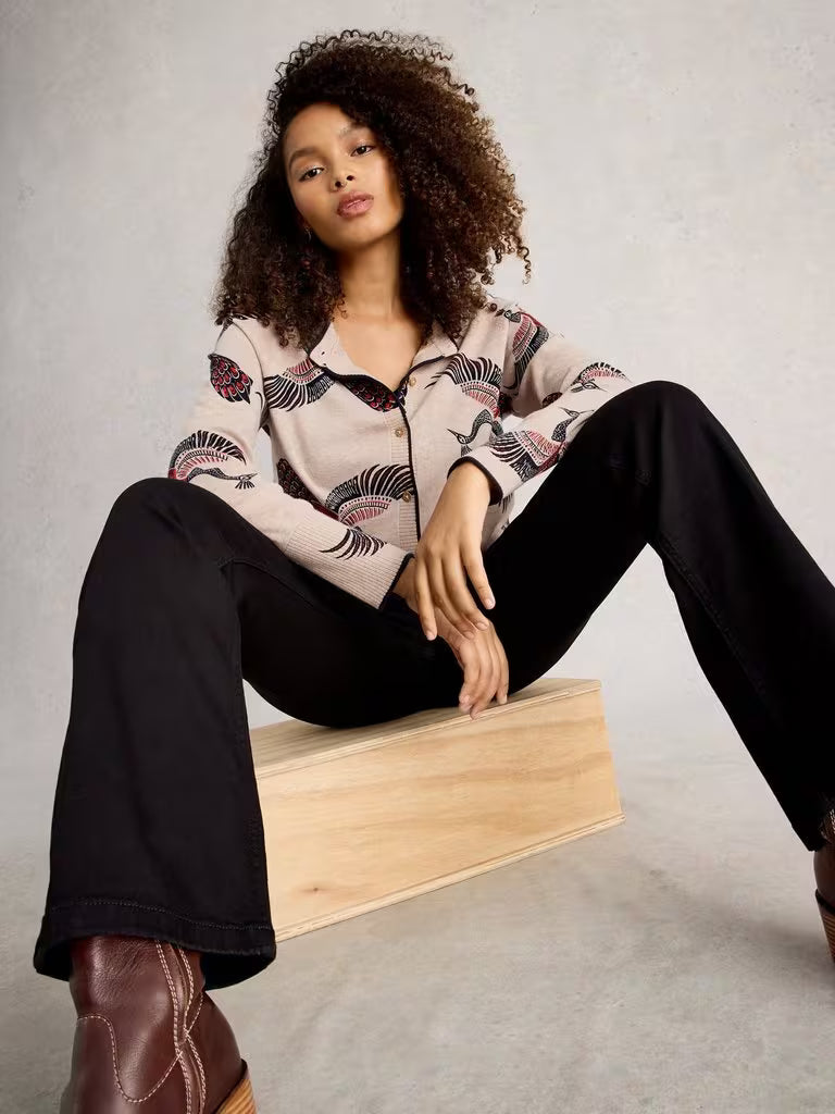 White Stuff Lulu Print Cardi Natural