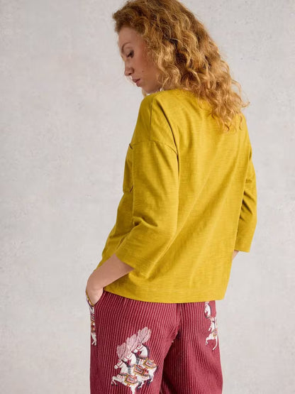 White Stuff Mia Boxy Tee Mid Chartreuse