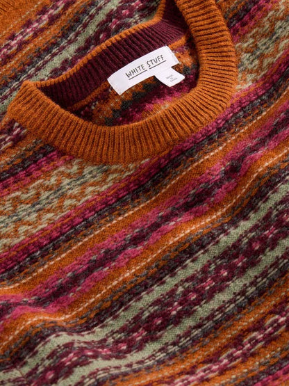 White Stuff Ossett Fairisle Crew Neck Orange