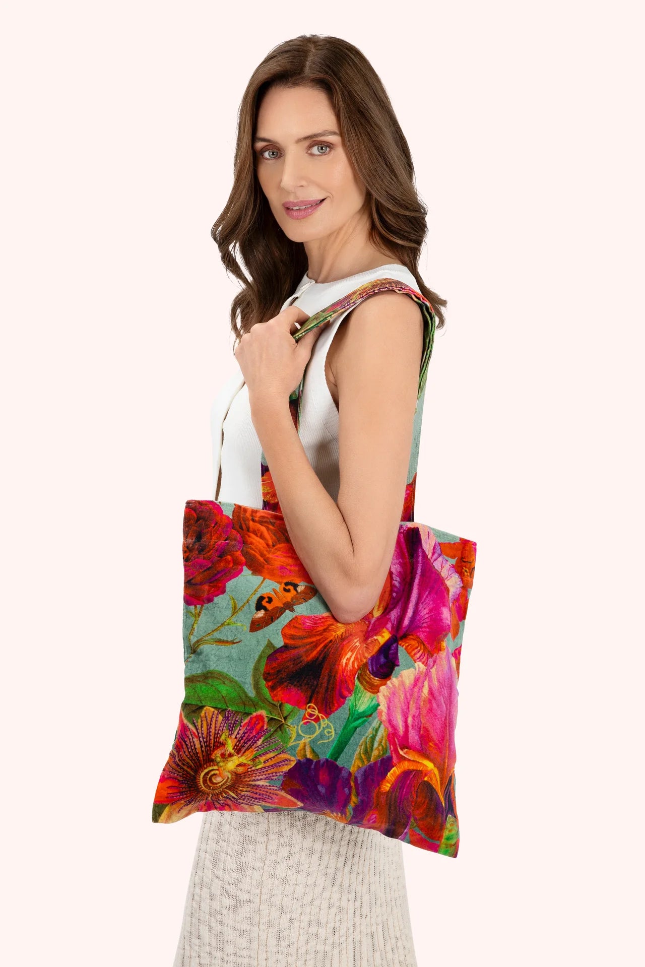 Powder Winter Iris in Ice Velvet Tote Bag