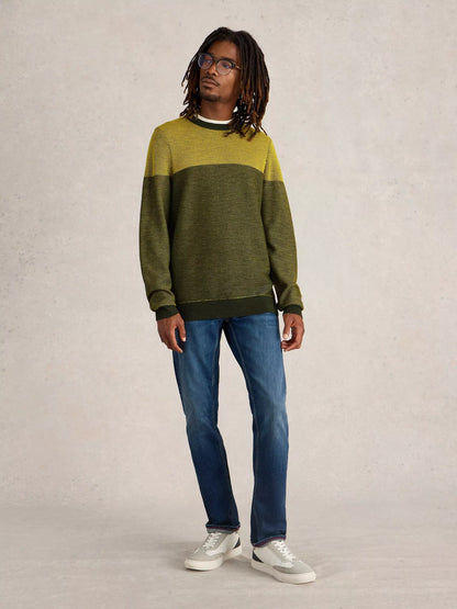 White Stuff Newport Merino Jacquard Crew Yellow