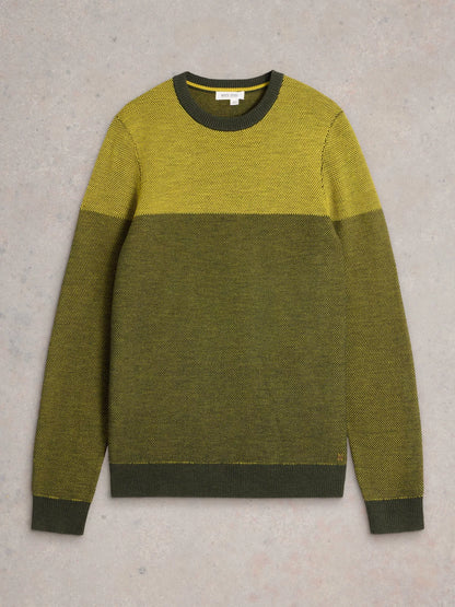 White Stuff Newport Merino Jacquard Crew Yellow